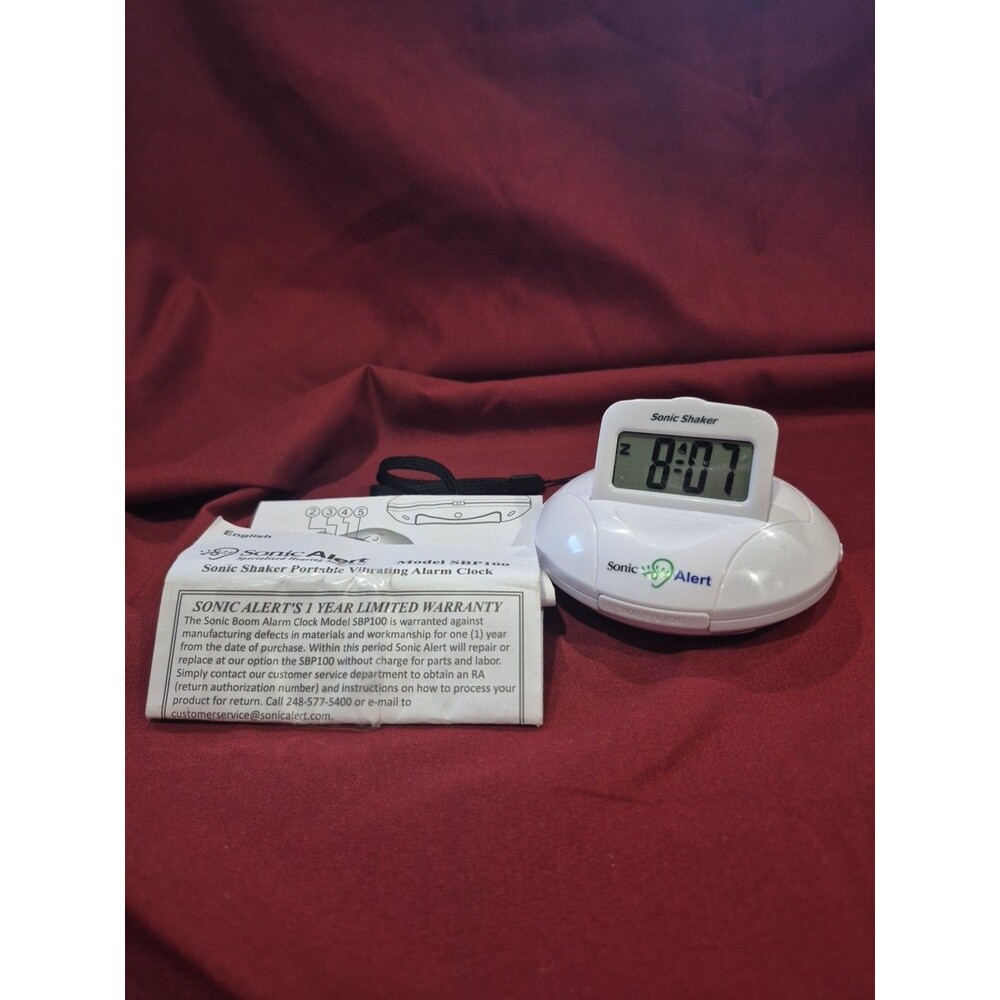 Sonic Alert BOOM Portable Vibrating Alarm Clock SBP 100 Travel Size Tested Works